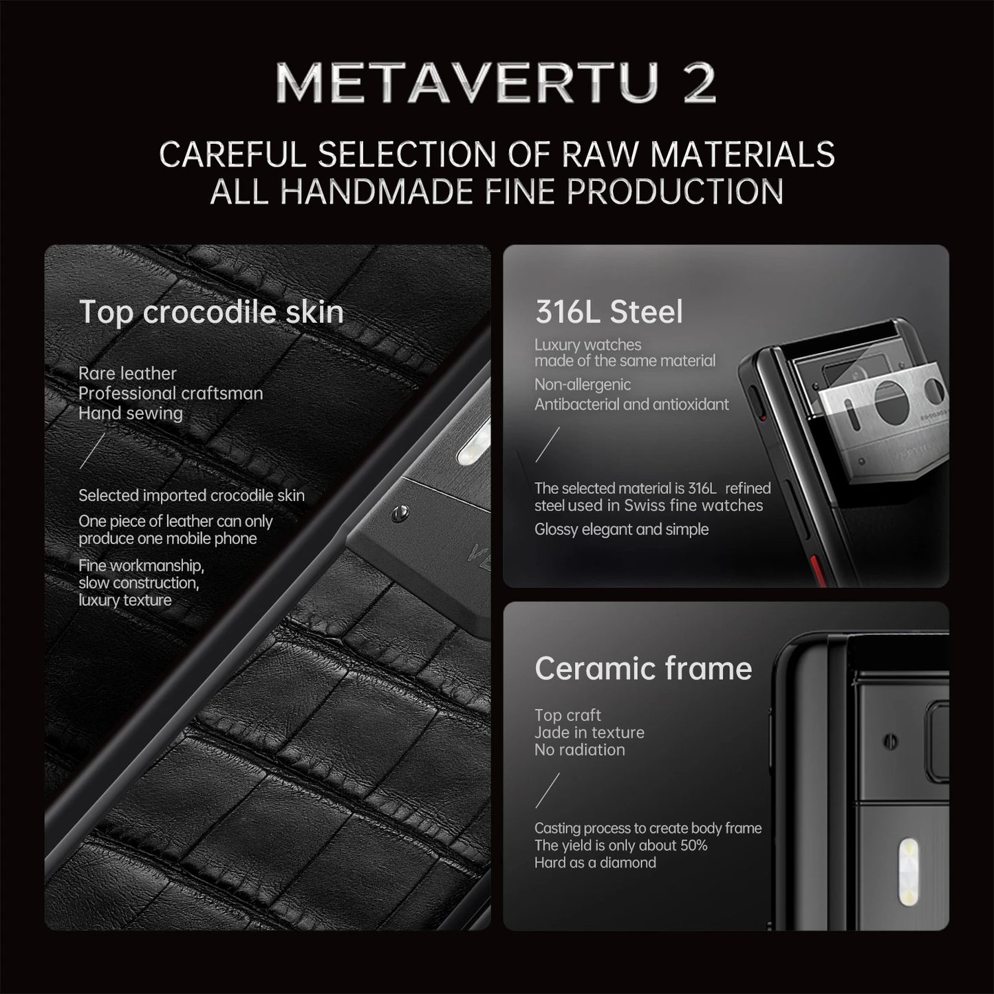 Metavertu Max Alligator Black Ceramic Frame Black Plate